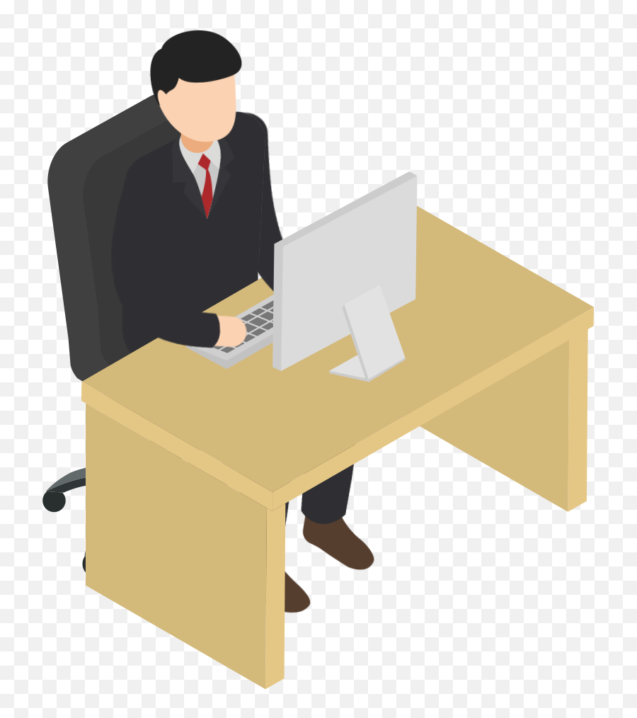 At Computer Work Isometric People Flat Icons Png - Buner Tv Office Worker,Person Flat Icon