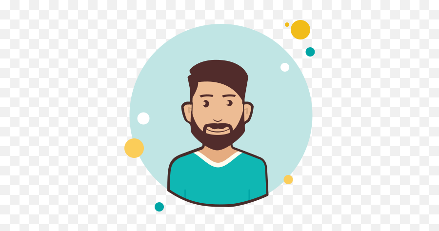 Man With Beard In Green T Shirt Icon Circle Bubbles Style - Curly Man Hair Cartoon Png,Beard Icon