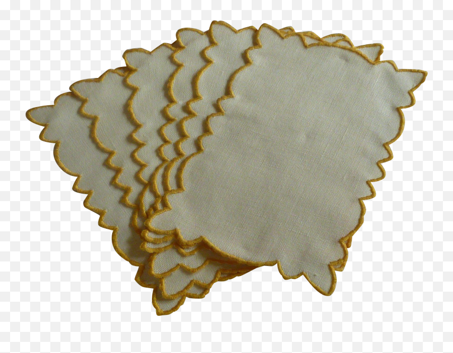 White Linen With Yellow Gold Trim Cocktail Napkins - Craft Png,Gold Trim Png