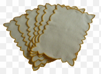 White Linen With Yellow Gold Trim Cocktail Napkins - Craft Png,Gold Trim Png