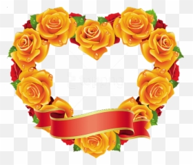 Red Roses Heart Transparent Frame - Rose Yellow Heart Shape Png,Rose Heart Png