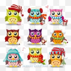 Owl Santa Claus Clip Art Cartoon Cute - Christmas Owl Clipart Png,Owls Png