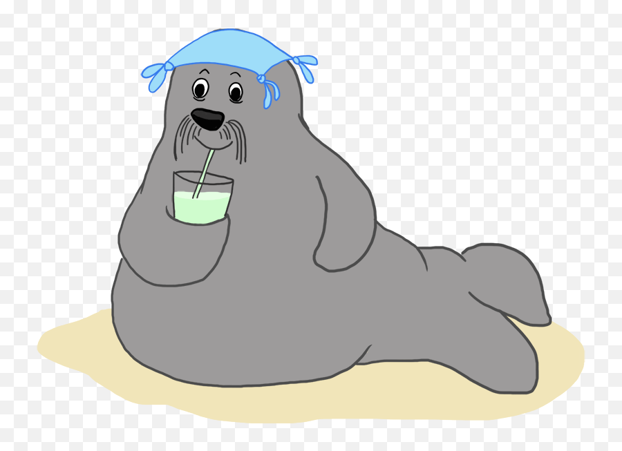 Summer Drawing Of Walrus - Illustration Funny Summer Clipart Png,Walrus Png