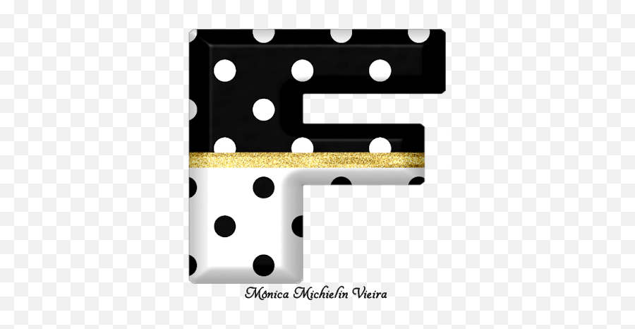Alfabeto De Bolinhas Brancas E Pretas Com Dourado Png - Alphabets By Monica Michielin Textura,White Polka Dots Png
