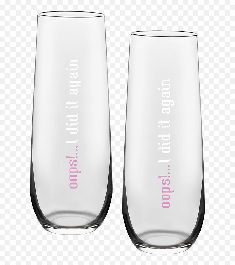 Oops I Did It Again Champagne Flute Set - Highball Glass Png,Flute Transparent
