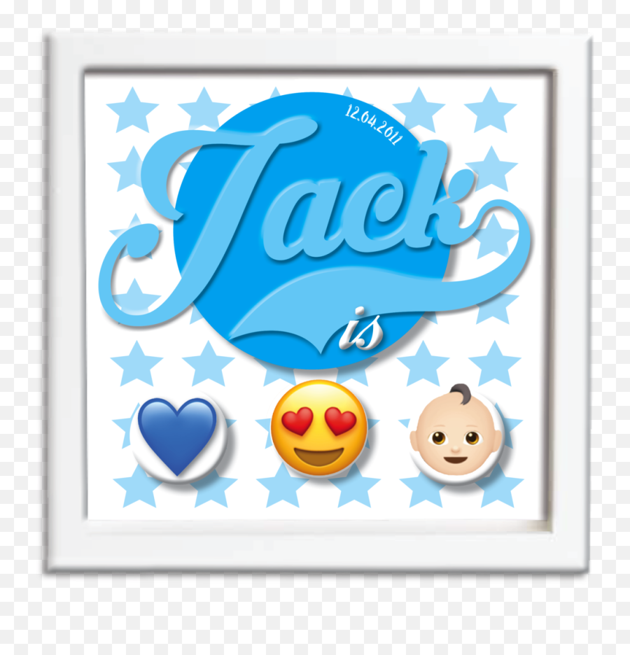 Baby Boy Personalised Emoji Art Framed - Smiley Png,Boy Emoji Png