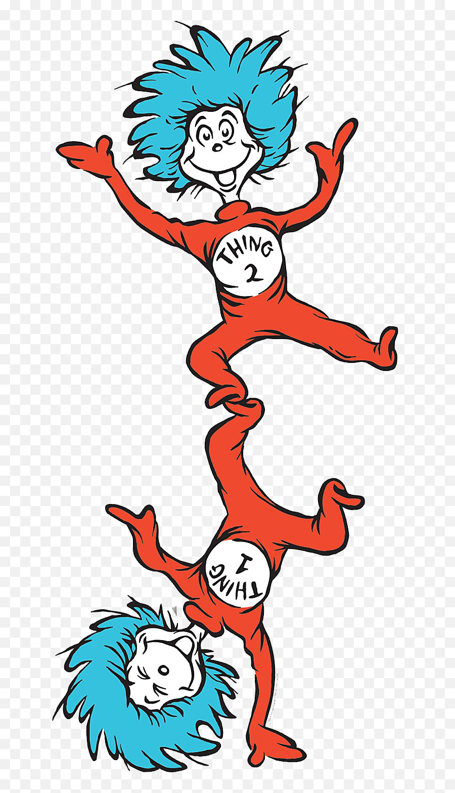 Dr Seuss Thing 1 And 2 - Cartoon Cat And The Hat Png,Thing 1 And Thing 2 Png
