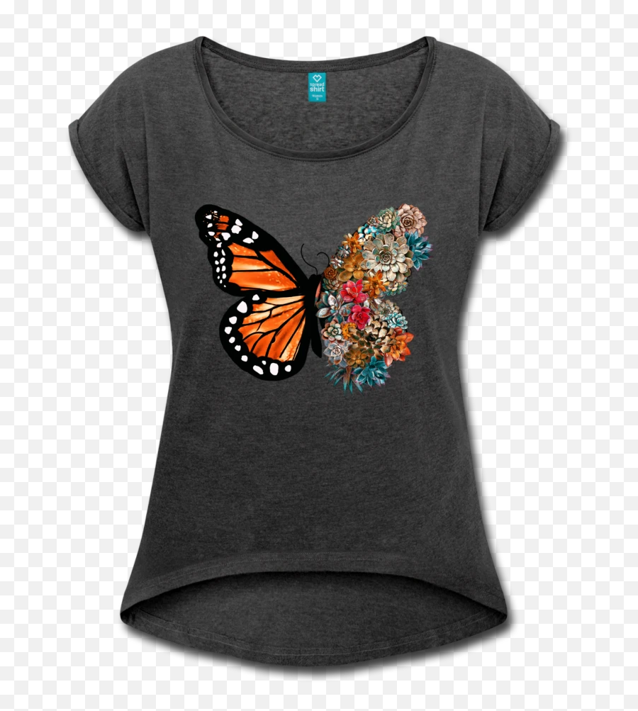 Vintage Monarch Butterfly Watercolor Womenu0027s Roll Cuff T - Short Sleeve Png,Monarch Butterfly Icon