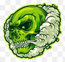 Green Skull In Smoke Cloud Illustration 1936246 Vector Art - png