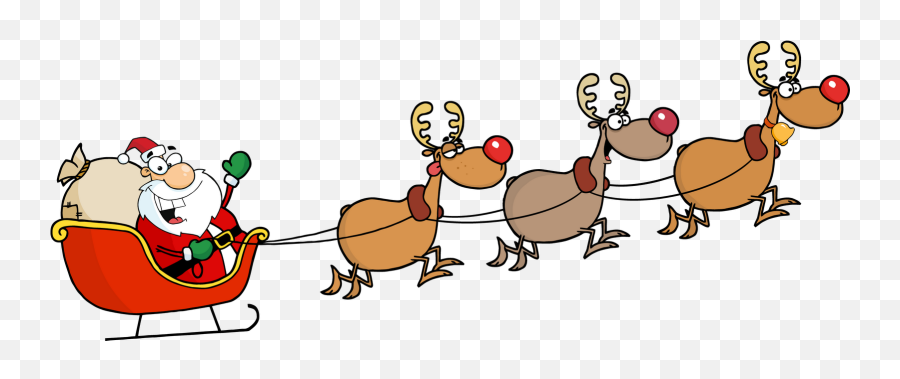 Santa Sleigh And Reindeer Png Clipart