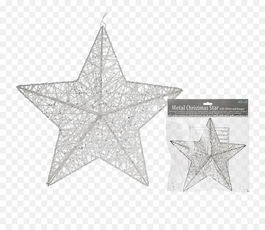 White 3d Metal Star With Glitter Hanger - Out Of The Png,3d Star Png
