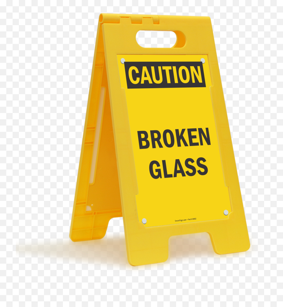 Caution Broken Glass Standing Floor Sign Sku Sf - 0267 Caution Slippery Floor Sign Png,Broken Glass Png Transparent