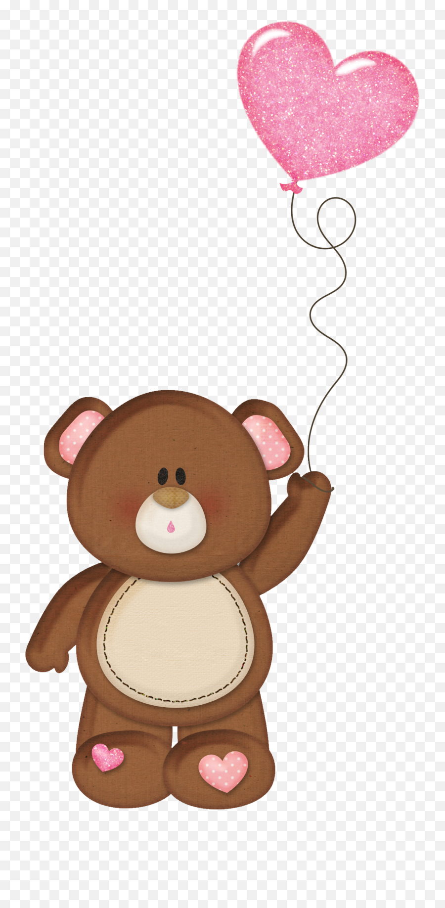 Brown Teddy With Pink Heart Balloon Png - Bear With Balloons Clipart Png,Word Balloon Png