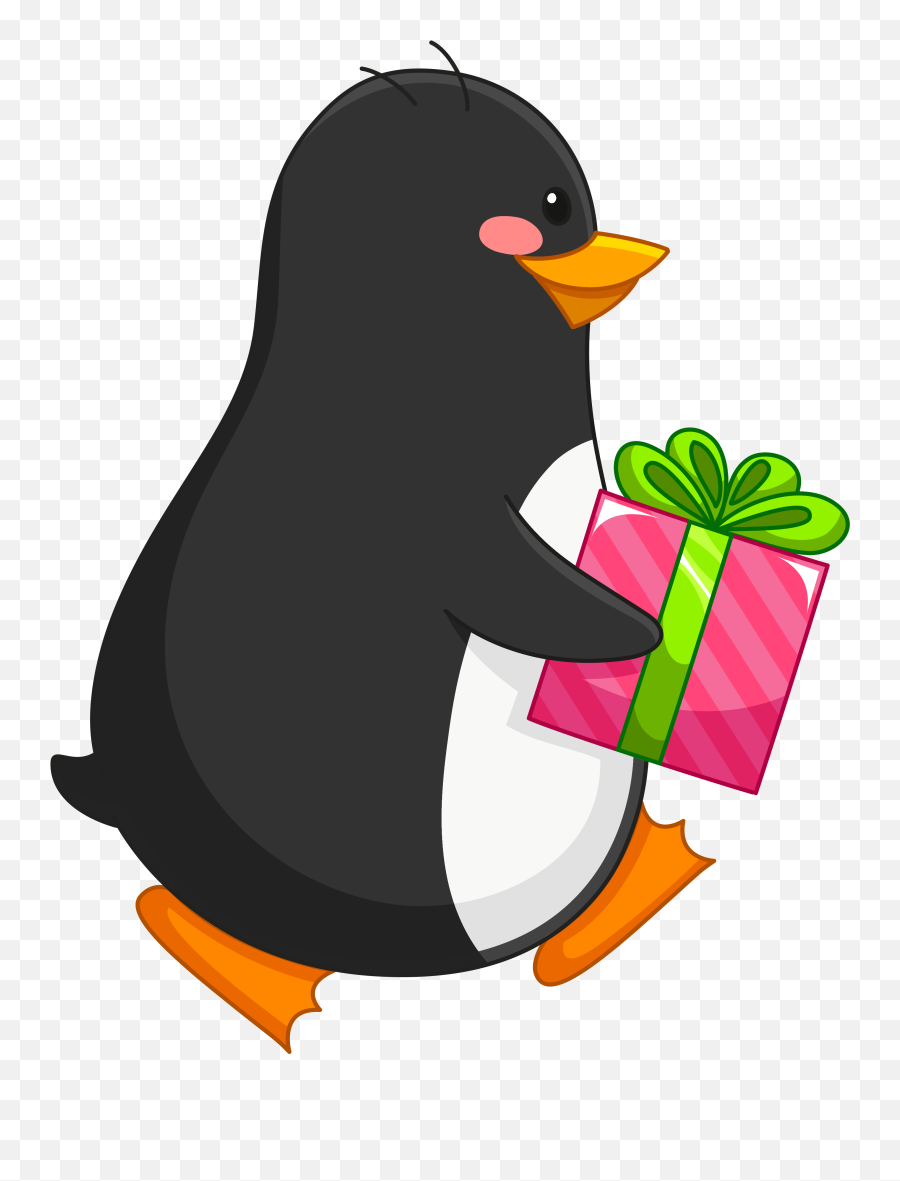 Transparent Background Penguin Png - Penguin With Gift Clipart,Penguin Transparent Background