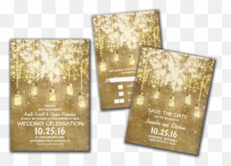 Sparkly Mason Jars Wedding Invites - Light Png