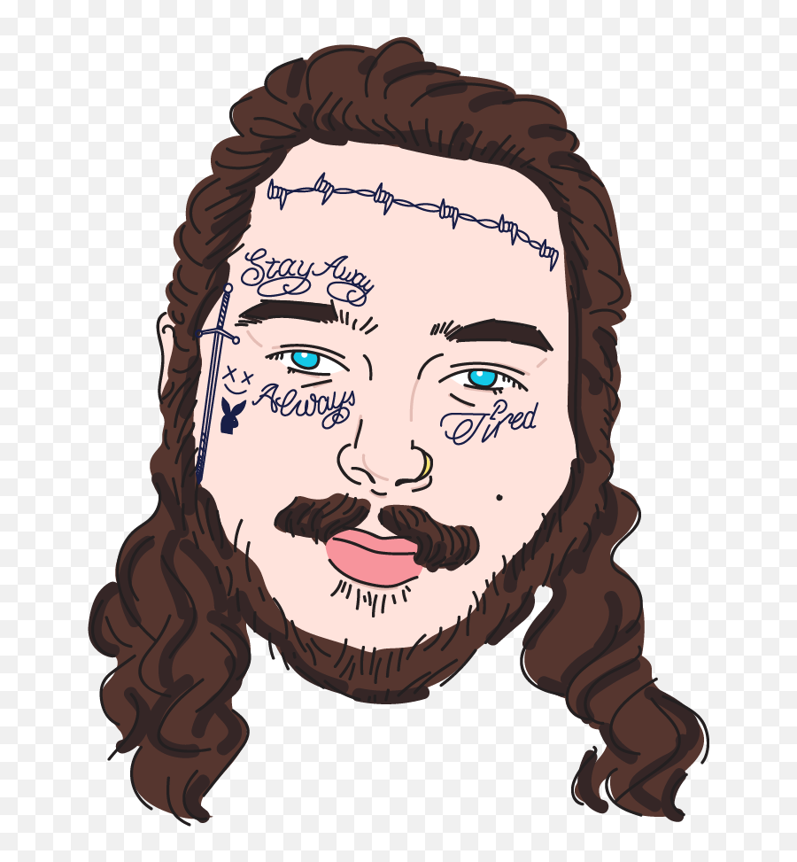 Post Malone Face Tattoos - Post Malone Tattoos Png,Face Tattoo Png