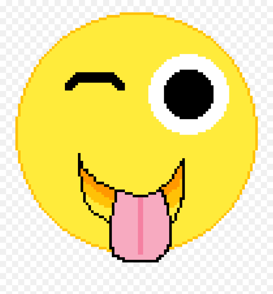 Pixilart - Silly Winking Emoji By Kittypug55 Man On The Moon Kid Cudi Transparent Png,Wink Emoji Png