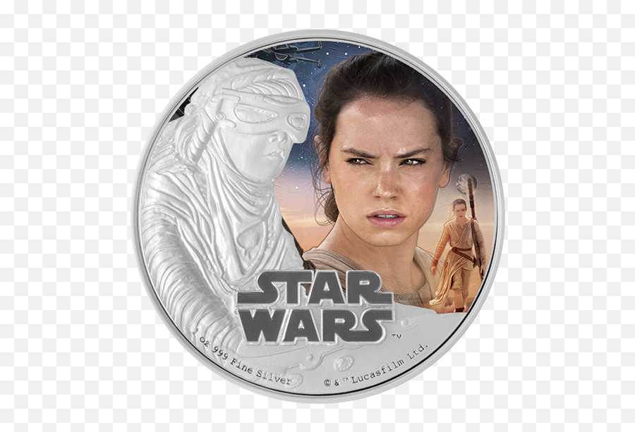 Star Wars The Force Awakens Rey - 1 Oz Fine Silver Star Wars Rey Silver Coin Png,Rey Star Wars Png