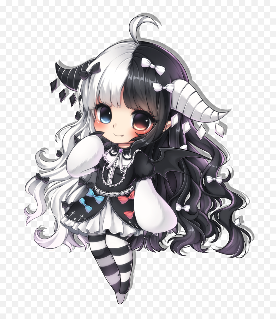 Anime Picture 1885x2322 With Midna01 Single Tall Image Blush - Anime Girl With Black And White Hair Png,Red Eyes Transparent