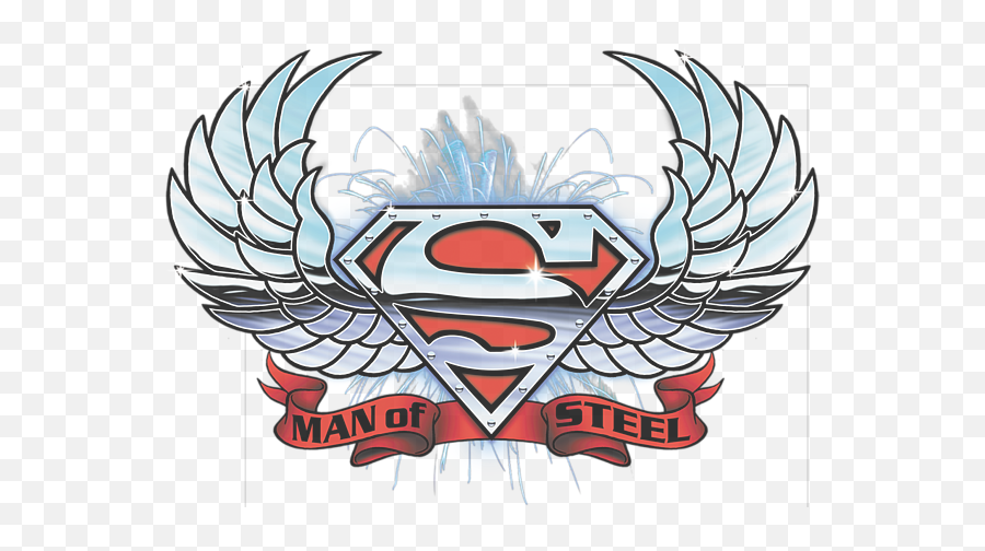 Superman Chrome Wings Shield Adult V - Neck Tshirt Tshirts Superman Chrome Wings Shield Png,Superman Symbol Png