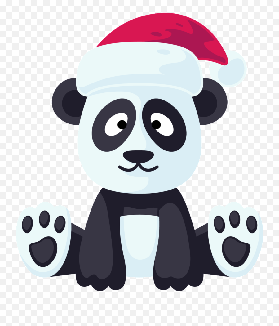 Download Pandtransparent Cartoon Sitting In A Christmas Hat - Clip Art Png,Cartoon Christmas Hat Png
