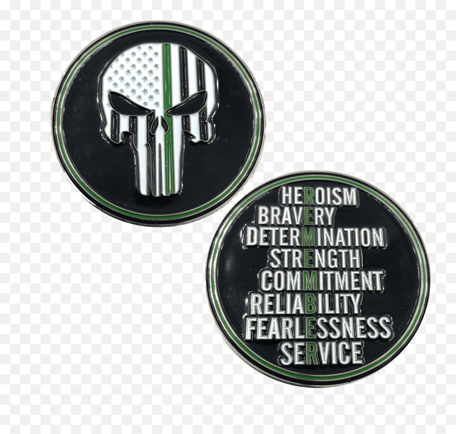 Thin Green Line Punisher Remember Challenge Coin Border - Green Border Patrol Logo Png,Trump Punisher Logo