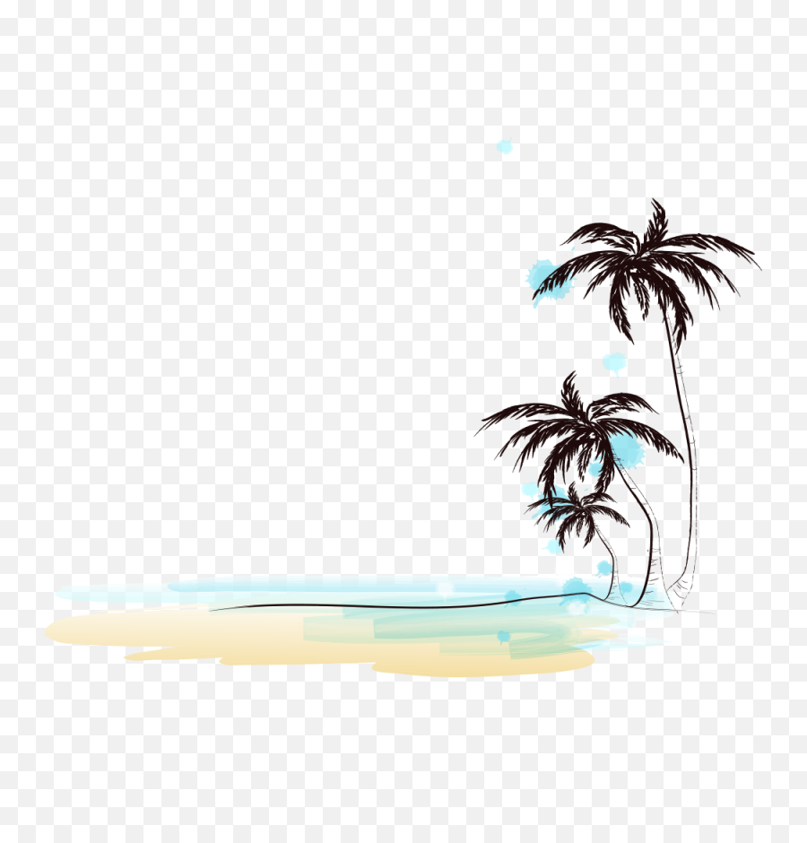 Drawing Of Beach With Coconut Trees Png Image - Purepng Coconut Tree Beach Png,Coconut Transparent