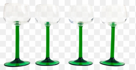 Vintage Green Stemmed Luminarc Champagne Glasses - Set of 4 png