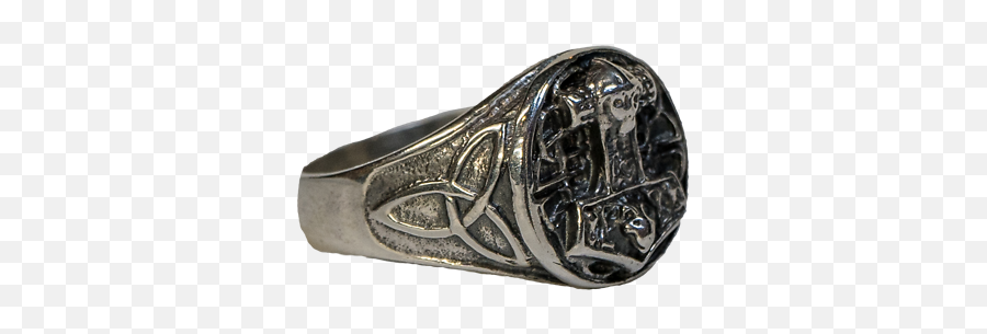 Thors Hammer Skull Signet Ring 925 Silver Biker Gothic Viking Mjolnir Feeanddave Ebay - Titanium Ring Png,Thors Hammer Png