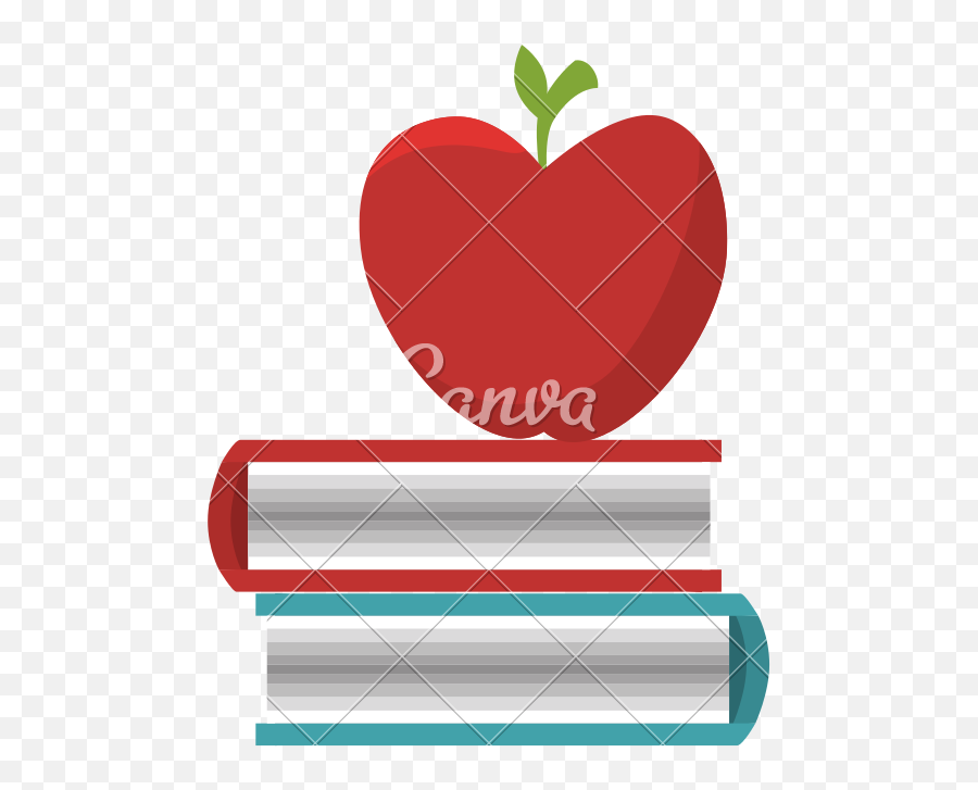 Book Stack With Apple Vector - Icons By Canva Heart Png,Book Stack Png