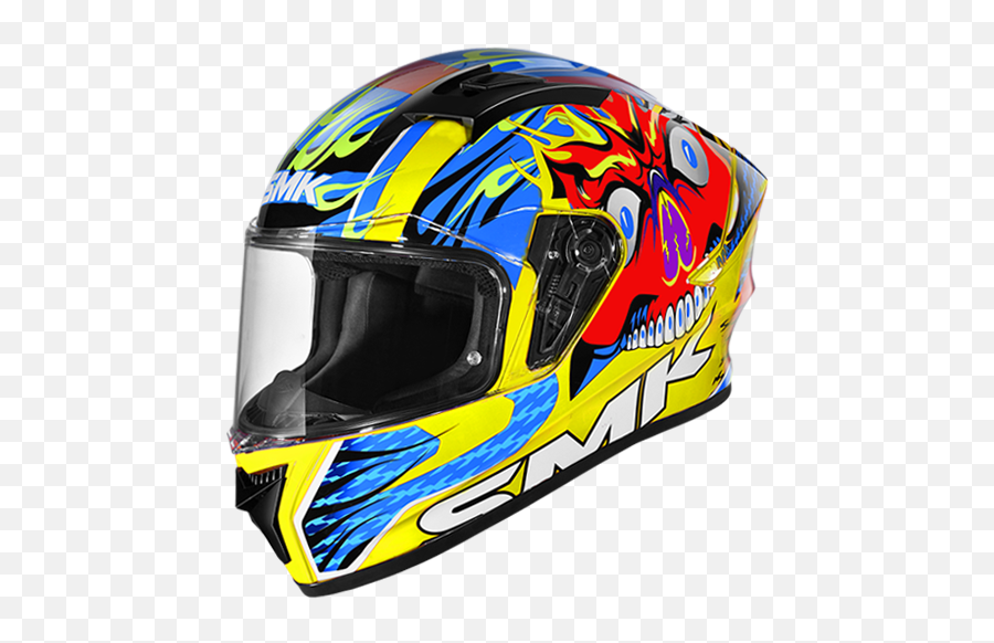 Smk Stellar Skull Yellow Red Blue Matt Ma435 Helmet - Motorcycle Helmet Png,Icon Helmet With Skulls