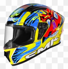 Smk Stellar Skull Yellow Red Blue Matt Ma435 Helmet - Motorcycle png