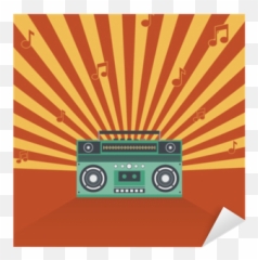 Sticker Boombox Retro Vintage Style Vector Illustration - Vector Retro png