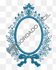Moldura Arabescos Floral - Bordado Fácil Oval Azul Png