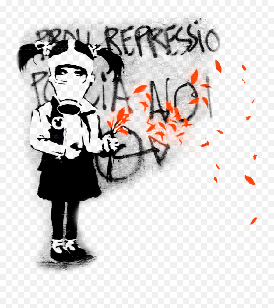 Download Banksy Gas Mask Girl Png Image - Street Art Wall Png,Banksy Png