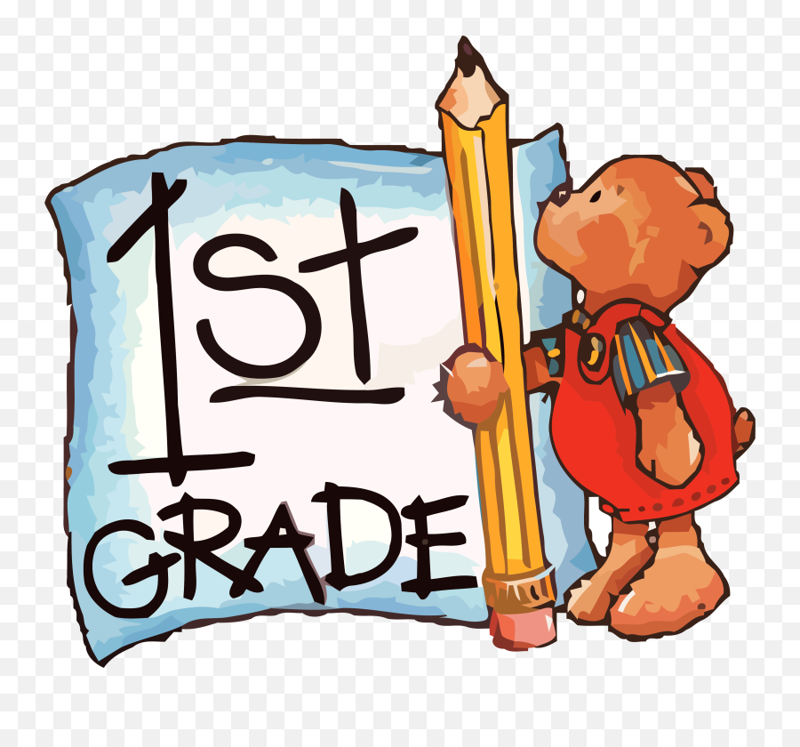 First Grade Pencil Bear Clipart Png - First Grade Cartoon Clip Art,Pencil Clip Art Png