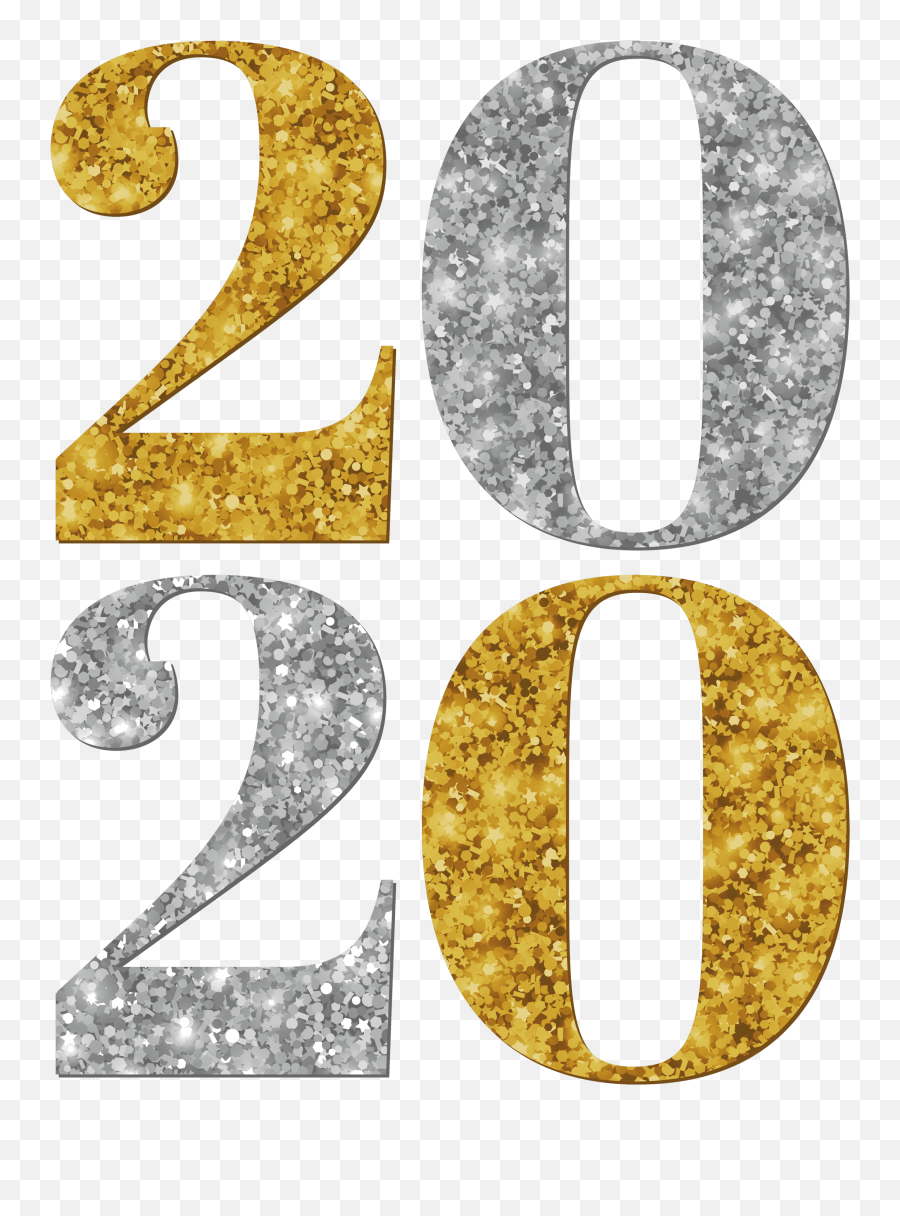 2020 Silver Gold Png Clipart - Gold 2020 Clipart,Silver Glitter Png