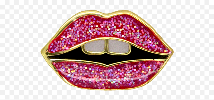 Mini Lips Pin Pink Glitter - Fashion Accessory Png,Pink Glitter Png
