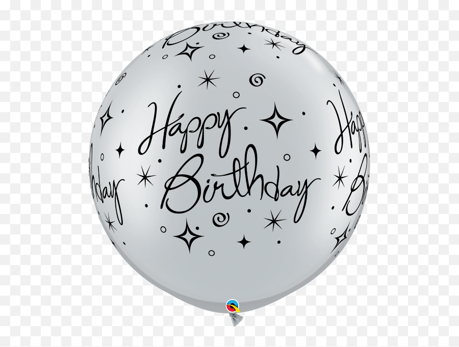 Download Birthday Sparkles Swirls A Round Silver V - Happy Birthday Ballons Silber Png,Silver Balloons Png