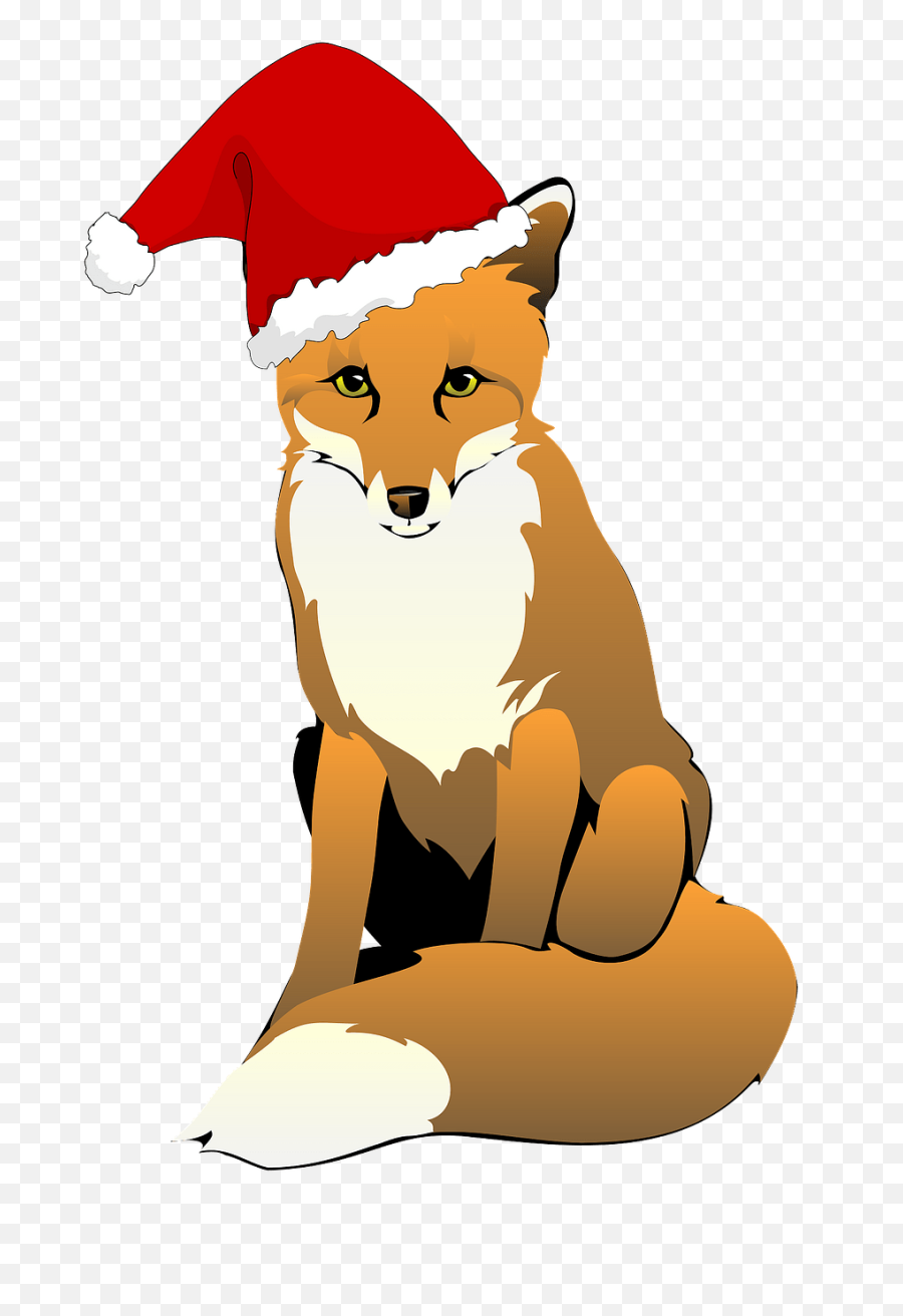 Fox Wearing Santa Hat Free Svg - Fox Clipart Png,Christmas Hat Png