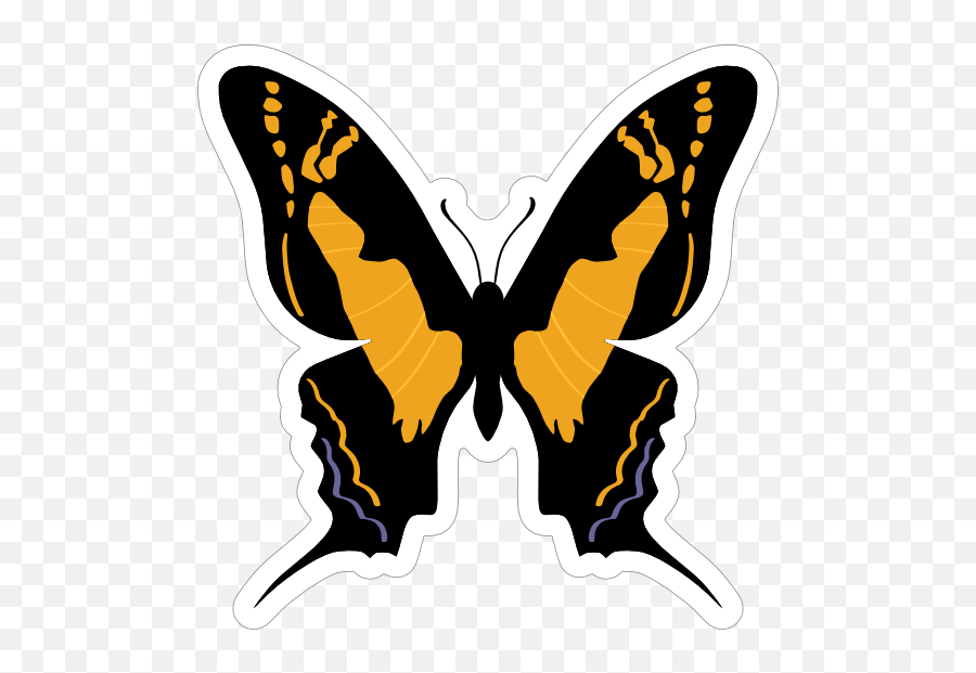 Black And Gold Butterfly Sticker - Butterflies Png,Gold Butterfly Png