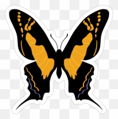 Black And Gold Butterfly Sticker - Butterflies Png,Gold Butterfly Png
