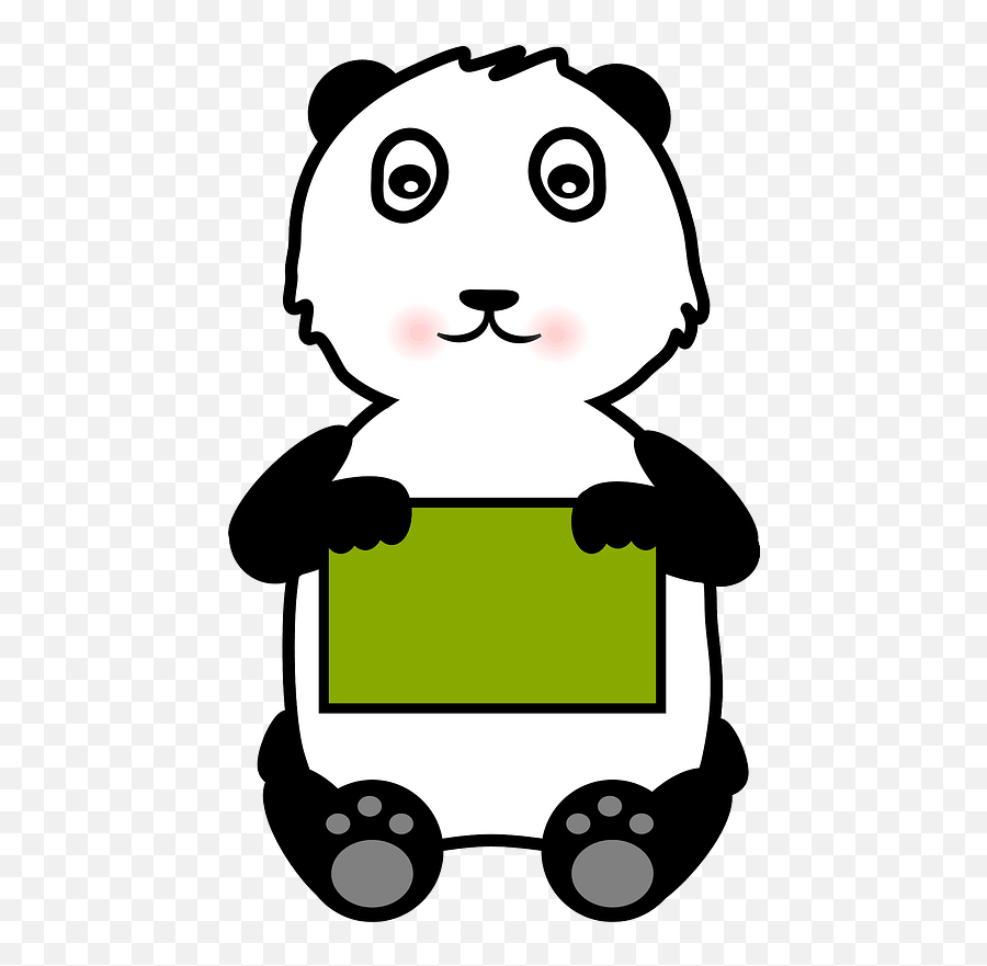 Panda Holding A Sign Clipart Free Download Transparent Png - Panda Con Un Cartel Png,Panda Face Png