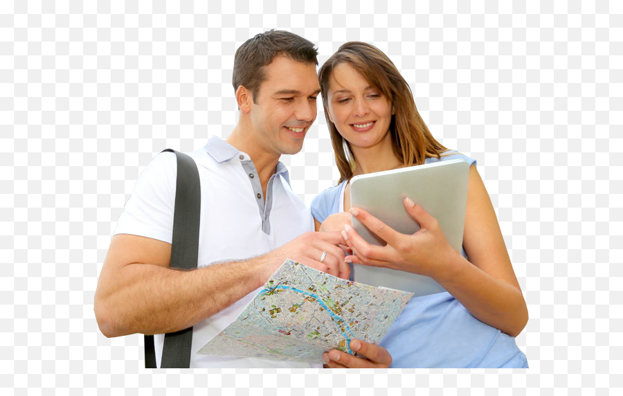 Couple Of Tourists Holding A Map Free 467792 - Png Images Interaction French Textbook,Tourist Png