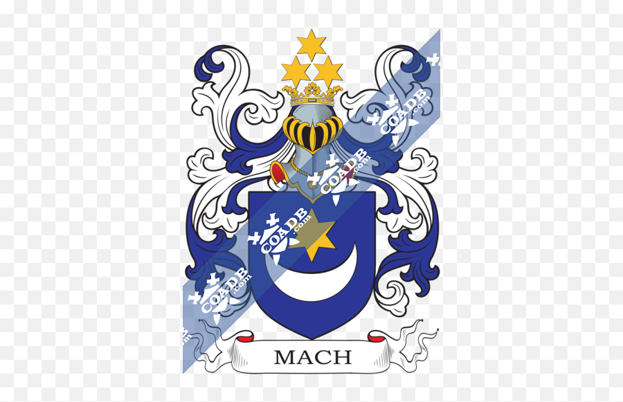 Mach Family Crest Coat Of Arms And Name History - Keyes Family Crest Png,Mach 1 Logo