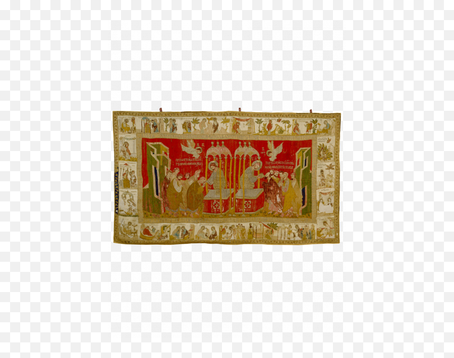 Altar - Cloth Eucharist With Hagiographies Of God Mother Rug Png,Rublev Icon