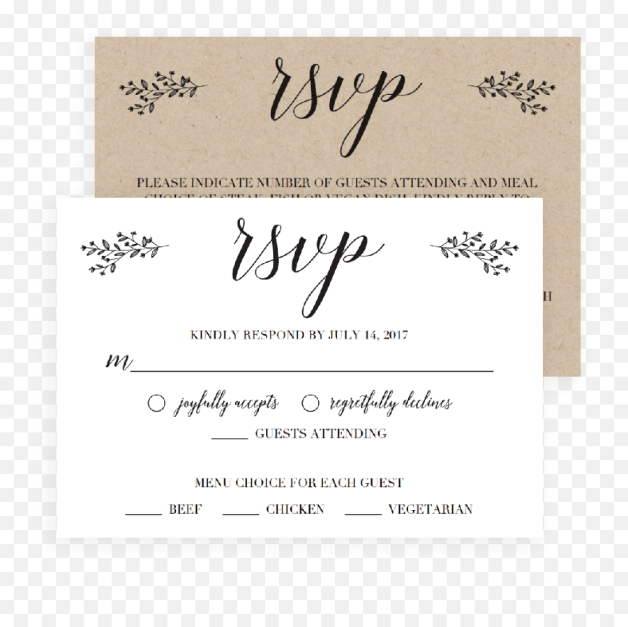 Tiny Leaves Printable - Wedding Rsvp Cards Number Of Seats Png,Rsvp Png