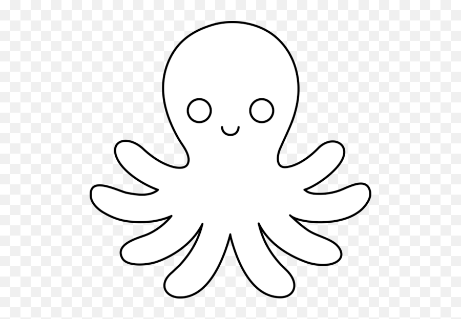 Transparent Octopus Clipart Black And White - Cute Octopus Outline Png,Tentacles Transparent Background
