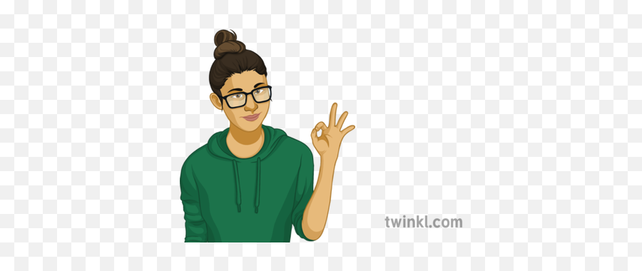 Girl Doing Ok Hand Sign General People Student Tennager Good - Cartoon Png,Ok Hand Png