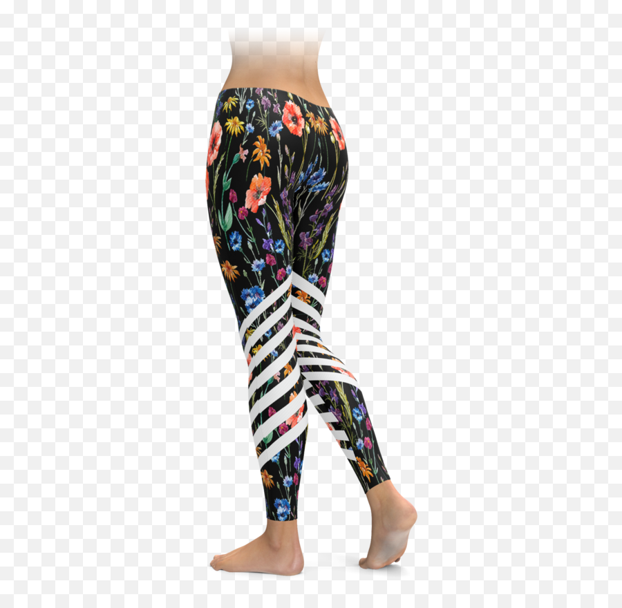 Spring Floral Racing Stripes Leggings U2013 Brave New Look - Sign Language Leggings Png,Racing Stripes Png